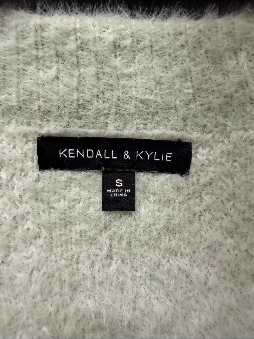 Kendall + Kylie 2 Piece Fuzzy Cardigan & Cami Set Mint Green Plaid Small